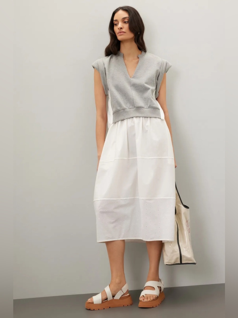 *Flawed RTR 3.1 Phillip Lim Combo Tiered Sweatshirt MIDI Dress (0315)
